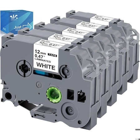 Swetech Labels Brother Compatible P-touch label tape Tze-231 12mm 0.47 in. inch black on white laminated, 5PK Tze-231-SWE